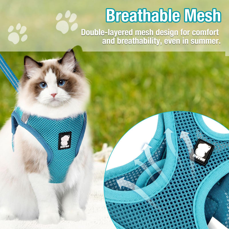 Cat Harness with Leash Escape-Proof, Adjustable Cat Harness Escape-Proof with Cat Leash 1.35 m, Soft Cat Harness for Cats, Small Dogs and Rabbits (XS) XS - BeesActive Australia