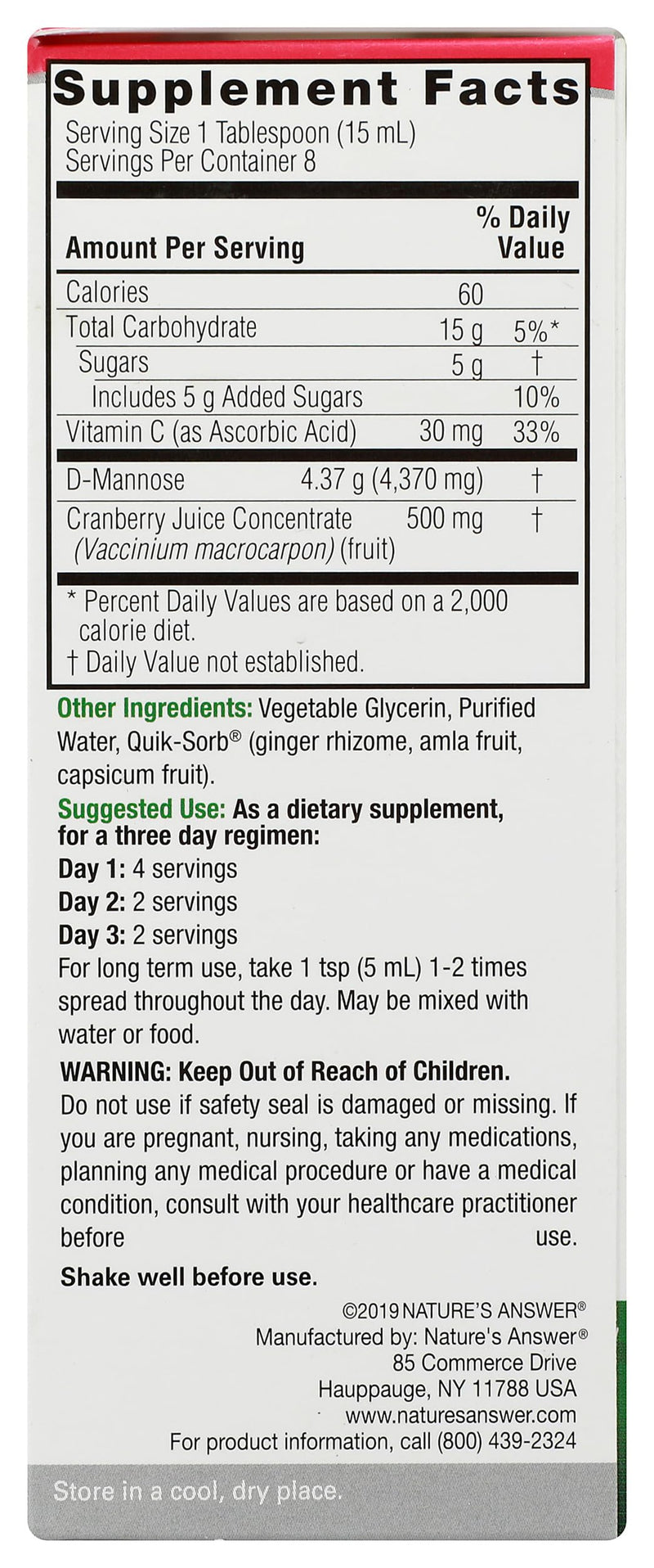 Nature's Answer UT Answer | Urinary Tract System Support | Cranberry Flavor Dietary Supplement | Alcohol-Free, Gluten-Free, Not Tested on Animals & Vegan 4oz - BeesActive Australia