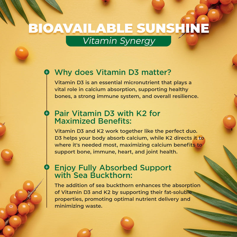 MoxyVites Vitamin D3 K2 5000 IU – High Absorption D3 + K2 MK-7 with Sea Buckthorn Oil & Omega-7 – Bone, Heart & Immune Support for Women & Men – 60 Vegan Capsules