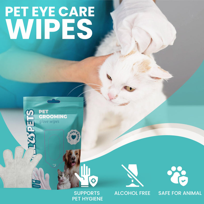 Dog Washing Gloves Pet Grooming Gloves – 10-Pack Pet Cleaning Gloves for Dogs – Natural Plant Fiber Dog Cleaning Wipes for Body, Ears, Tear Stain Wipes – Ideal for Travel, Outdoors - BeesActive Australia