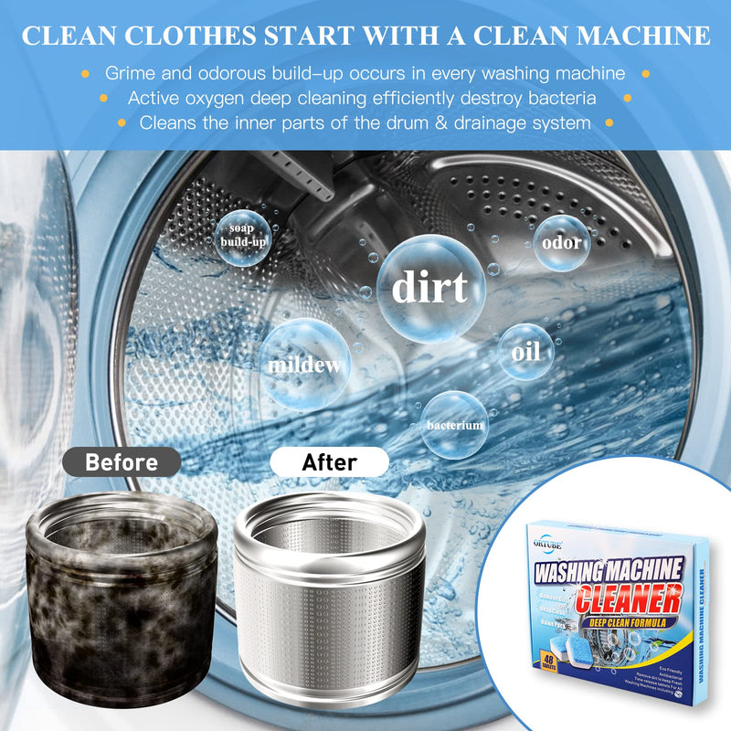 48 Pack Washing Machine Cleaner - Deep Cleaning Formula Tablets for Front and Top Loader Washer Machines - BeesActive Australia