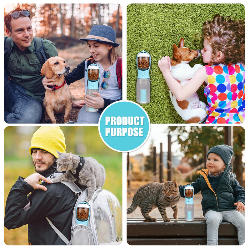 3 in1 Dog Outdoor Water Bottle,Portable Pet Water Bottle with Food Container, Leak Proof Dog Travel Water Bottle,Dog Poop Bags,Dog Water Dispenser for Outdoor Walking,Hiking,Travel. - BeesActive Australia