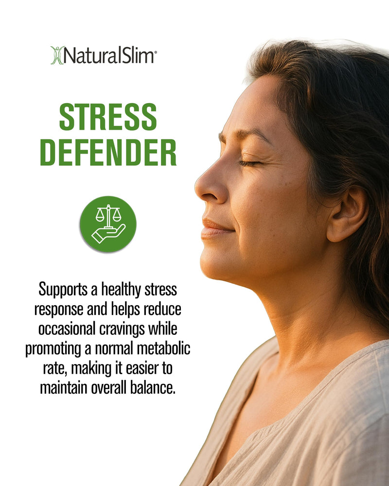 NaturalSlim Stress Defender | Cortisol Reducer & Stress Relief | Cravings, Sleep & Metabolism Support | Vitamin B5 & L-Tyrosine | 180 Vegetable Capsules 180 Count (Pack of 1)