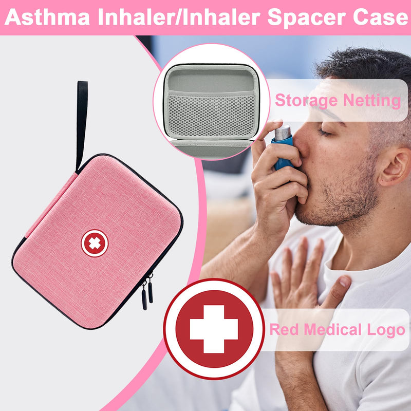 Hard Inhaler Spacer Case for Kids and Adults, Asthma Inhaler Case with Mesh Pocket for Medicine and Other Accessories, Pink (Bag Only) - BeesActive Australia