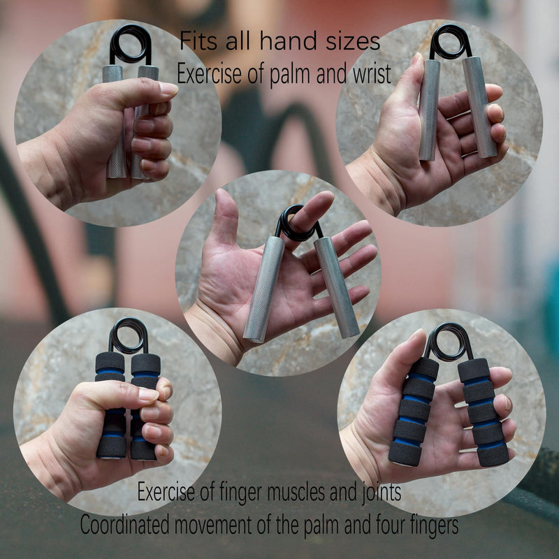 Grip Strength Trainer, Metal Non-Slip Grip,Heavy Duty Grip Strengthener,Wrist Forearm and Hand Exerciser Silver-6pcs