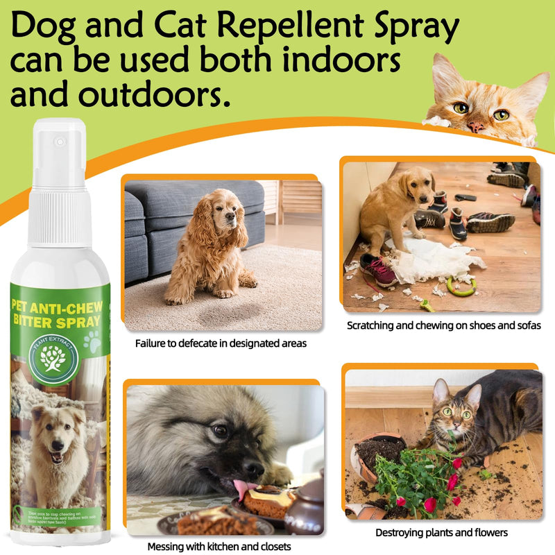Bitter Apple Spray for Dogs to Stop Chewing - Effective No Chew Spray for Dogs & Cats - Natural Sour Apple Spray -Professional Anti Chew Training Deterrent- 4oz (120ml)