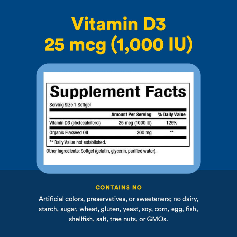 Natural Factors, Vitamin D3 1000 IU (25 mcg), Supports Strong Bones, Muscles and Immune Function, 180 Tablets 180 Count (Pack of 1)