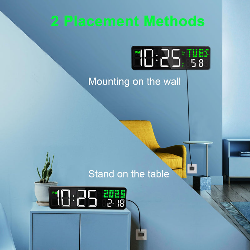 LUCORB 12'' Gym Clock, Interval Workout Digital Wall Clock with Seconds Date for Home Gym, 5 Display Modes | Remote Countdown Timer, Stopwatch | 4 Alarms fit Classroom Living Room Office - BeesActive Australia