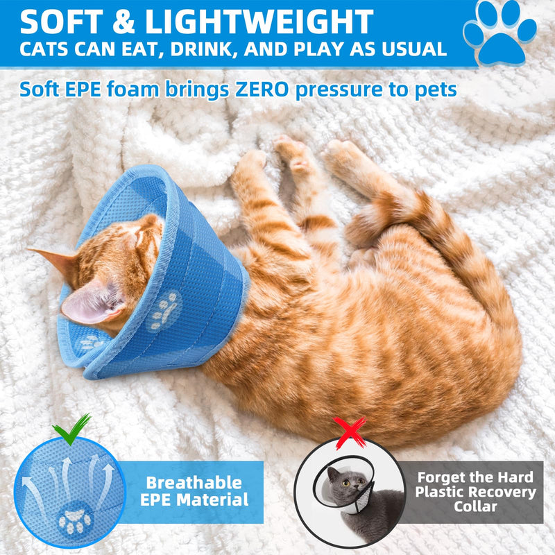Cat Neck Brace, Cat Collar, Adjustable Neck Brace, Cat Collar, Recovery Collar, Soft Collar Cone After Surgery and Injuries for Cats (Blue, S) - BeesActive Australia