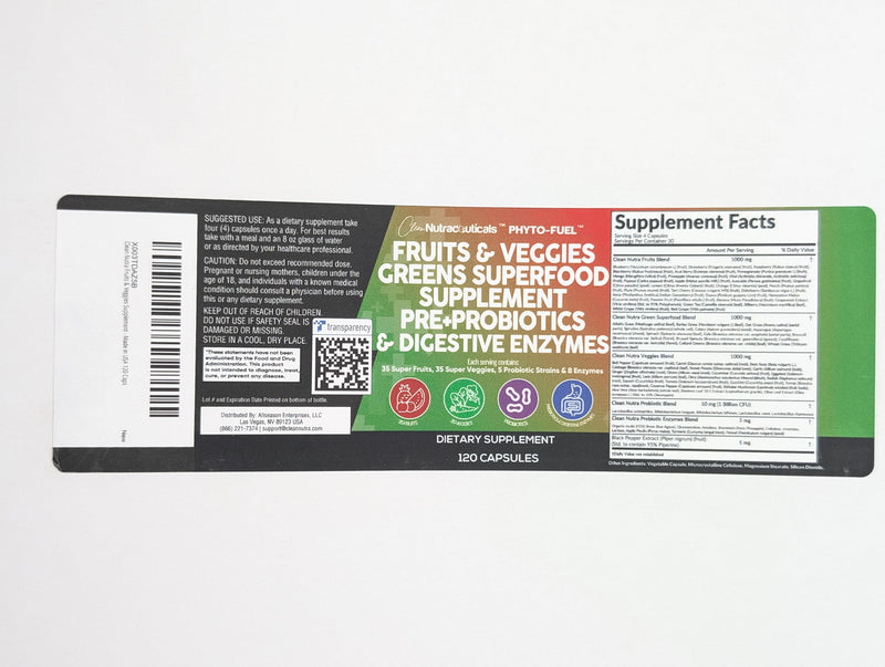 Clean Nutraceuticals Fruits and Veggies Supplement Reds & Green Superfood - Balance of Over 70 Fruit & Vegetable Supplements Capsules with Probiotics Prebiotics Digestive Enzymes - 120 Ct USA 1 - BeesActive Australia