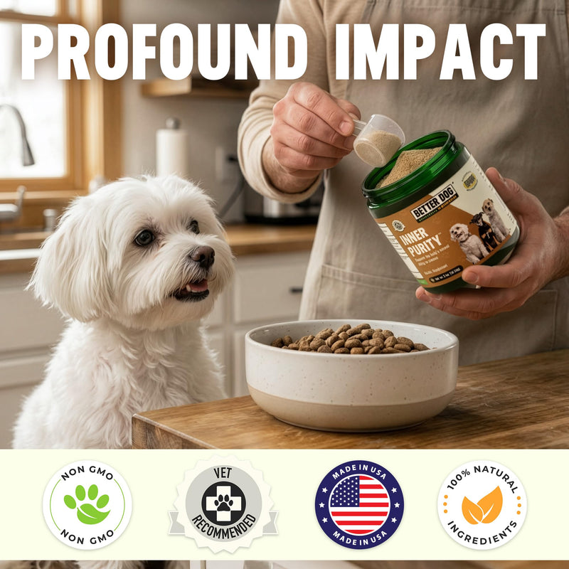 Better Dog Supplements by Cesar Millan® Inner Purity – Natural Digestive, Dewormer & Gut Health Powder for Dogs – Internal Cleanliness, Detox & Bowel Movement Support – 3.4oz, (60-Day Supply)