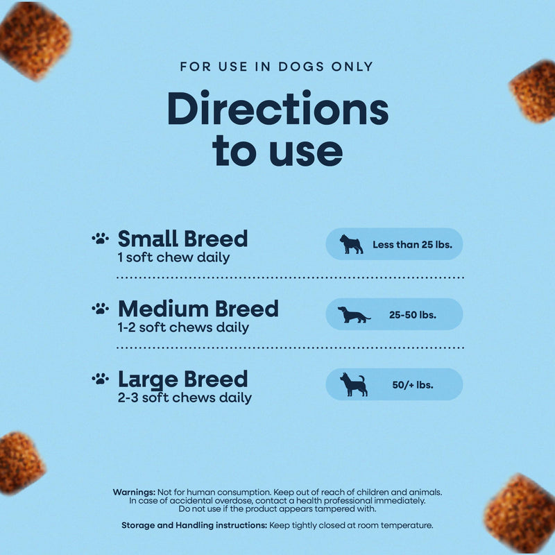 Calming Support for Dogs | Valerian Root, Chamomile, L-Tryptophan & Melatonin Formula | Beef Flavor Soft Chews for Dogs, 90 Count | Daily General Wellness Support