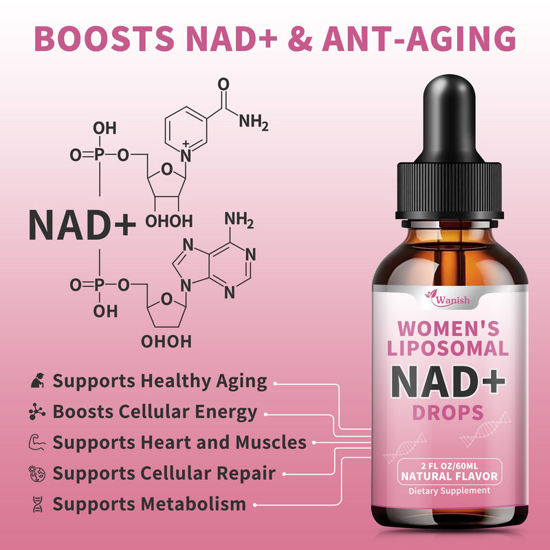 Wanish Liposomal NAD Supplements for Women, Pure 500mg NAD Nicotinamide - Cell Regeneration，Energy & Metabolism Support, Vegan,Sugar Free，Additives Free，6 Fl Oz 2 Fl Oz (Pack of 3)