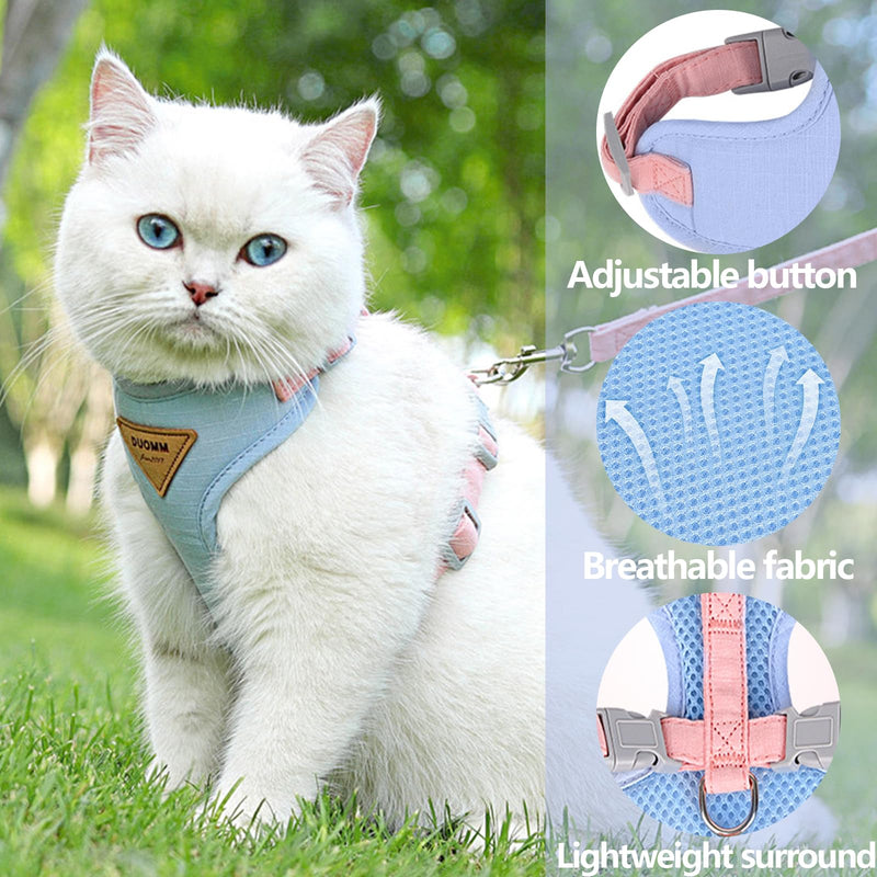 Cat Harness, Cat Harness with Lead, Escape-Proof, Adjustable Chest Harness, Cat Lead, Blue Cat Lead with Harness for Cats, Puppy Cat Harness, Cat Harness (M) - BeesActive Australia