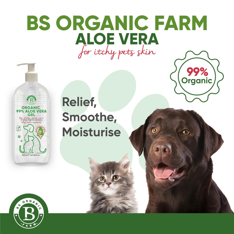 Aloe Vera Gel for Dogs & Cats | itchy dog skin relief | soothe, moisturiser, after sun care for dry pets skin | stings, insect bites 100% pure ingredients 500ml