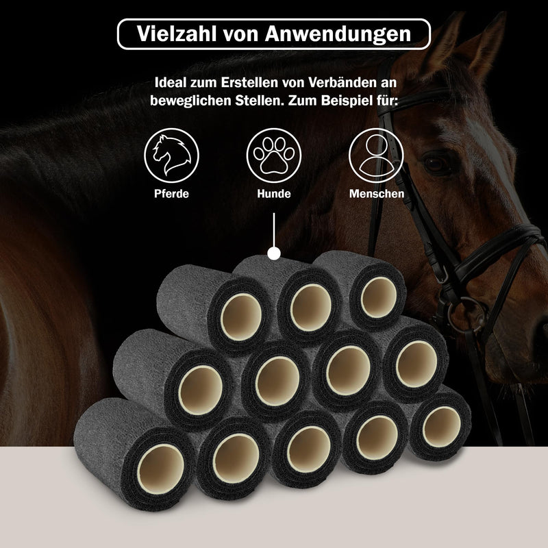 nilo self-adhesive bandage - 24 rolls 5cm x 4.5m / self-adhesive bandage for animals and people / breathable & elastic bandage / self-adhesive bandage (black) black - BeesActive Australia