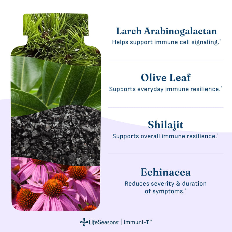 LifeSeasons Immuni-T - Immune Support Supplement - Immunity System Booster - Natural Cold & Flu Relief - Elderberry, Echinacea, Andrographis, Arabinogalactans & Olive Leaf - 90 Capsules