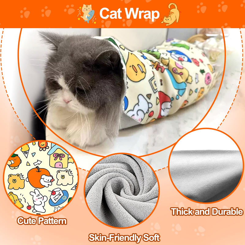 Mity rain Cat Grooming Supplies - Cat Wrap for Cutting Nails with Cat Nail Clipper, Cat Restraint for Nail Clipping to Anti-Runaway/Scratch/Bitten, Cat Swaddle Wrap for Calming & Holding Cat (Large) Animal Large - BeesActive Australia