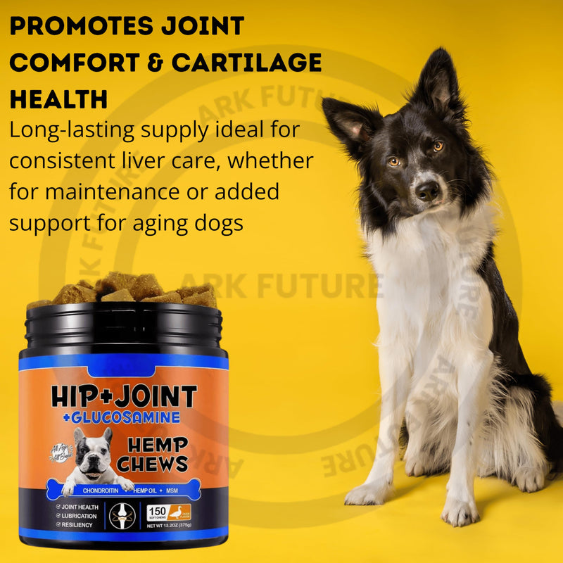 150 Hip & Joint Support Dog Chews with Glucosamine, MSM & Hemp Oil – Duck Flavour Soft Chews for Dogs – Mobility & Joint Wellness Supplement for Puppies – 375g (Pack of 1)