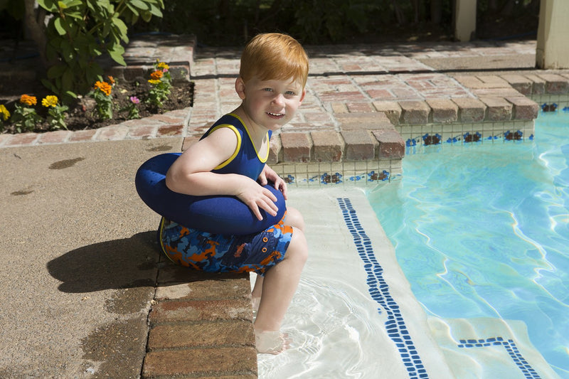 Poolmaster Blue Learn to Swim Trainer Vest with Tube Float, Kids Swim Aid for Ages 3+, Swimming Position Trainer, Adjustable Strap, UPF 50, Fits 34 to 40 Inches, 27 to 35 lbs