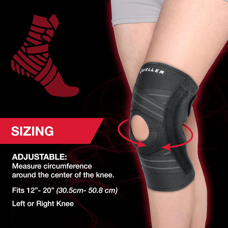 MUELLER Sports Medicine Self Adjusting Knee Brace for Men and Women, Knee Stabilizer for Compression and Pain Relief Support, Ideal for Arthritis, Sprains, Black, One Size