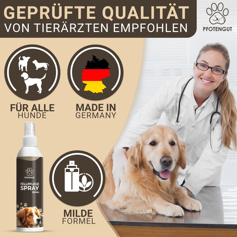 PFOTENGUT® Fur Care Spray Dog [250 ml] - care and detangling spray developed by veterinarians for silky, shiny fur [suitable for all dogs] - with jojoba oil and chamomile 250 ml (pack of 1) - BeesActive Australia