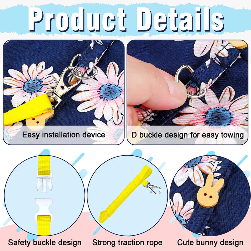 3 Piece Cute Rabbit Leash and Harness Set, Bunny Rabbit Dress Clothes Walking Harness Vest Escape Proof Pet Supply for Rabbit Hedgehog Ferret Guinea Pig (Pink Flower, Blue Flower, Daisy) Pink Flower, Blue Flower, Daisy - BeesActive Australia
