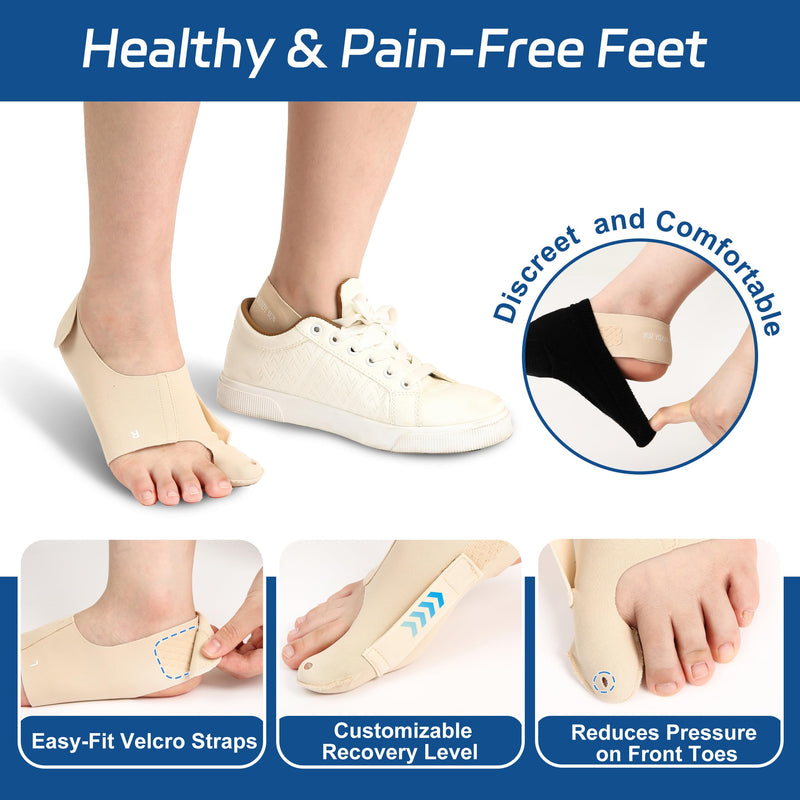 RANDY SUN Toe Corrector for Bunion Relief – Lightweight Hallux Valgus Straightener, Adjustable Toe Separators & Spacers for Men Women, Thin Design for Daily Use with Shoes, Medium Beige - BeesActive Australia