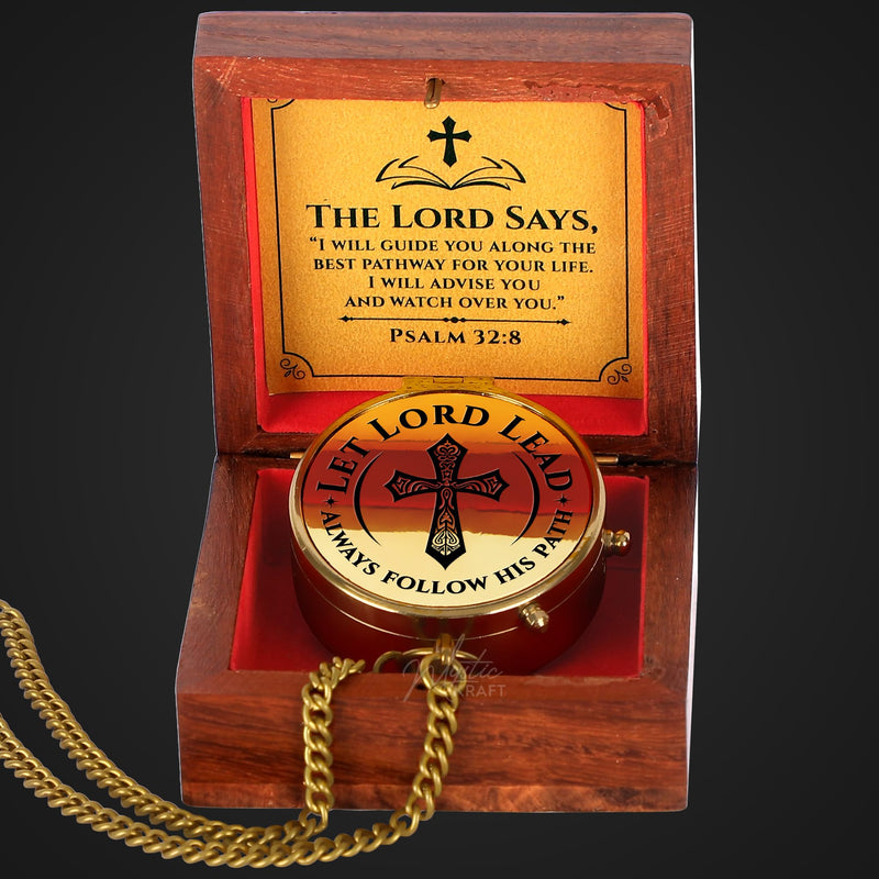 Engraved Brass Pocket Compass Gift - Psalm 32:8, First Communion Gifts, Baptism Gifts for Boys, Confirmation Gifts, Gifts for Men, Catholic Religious Christian Easter Gifts for Kids - BeesActive Australia
