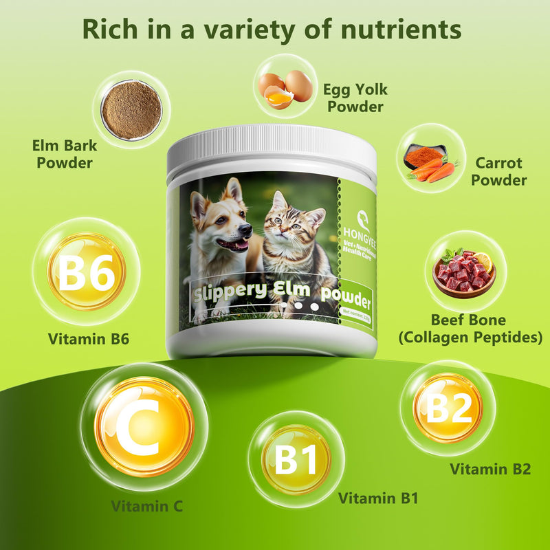 Elm Powder for Dogs and Cats 120 g, for the Relief of gastrointestinal Complaints in Pets, Promotes mucosal Repair, Promotes Nutrient Absorption