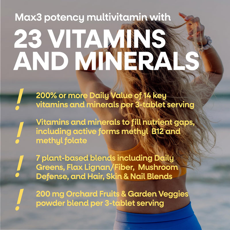 Nature's Way Alive! Max3 Potency Women's Complete Multivitamin, 90 ct | High-Potency Formula with Methylated B12, Folate, CranRx, Spirulina, Digestive Enzymes; Gluten-Free, No Artificial Colors