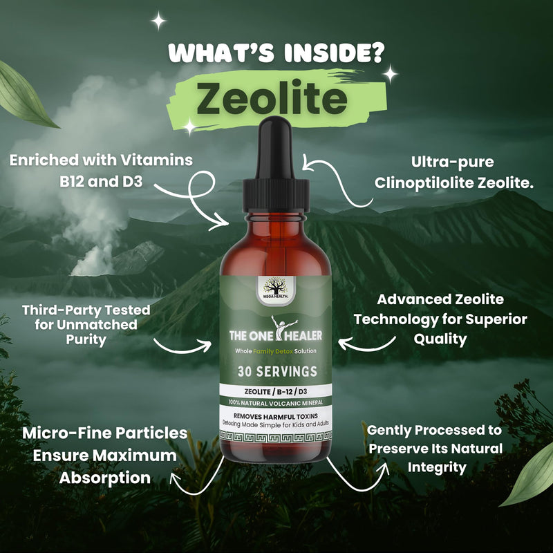 The One Healer Zeolite Detox for Kids & Adults – Pure Zeolite Drops with Methyl B12 and Vitamin D3 for Heavy Metal Detox and Full Body Cleanse – Advanced Natural Formula -1.1oz Liquid Drops Supplement 1.1 Fl Oz (Pack of 1)