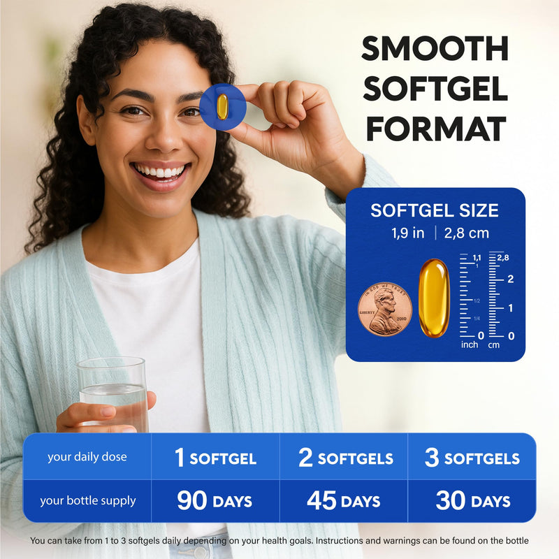 Omega 3 Fish Oil 3600 mg - Omega 3 Supplement | EPA & DHA - Heavy Metals Free - Heart, Brain & Joint Support - Purified Fish Oil for Men & Women - Burpless, Lemon Flavored - Made in USA, 90 Softgels - BeesActive Australia