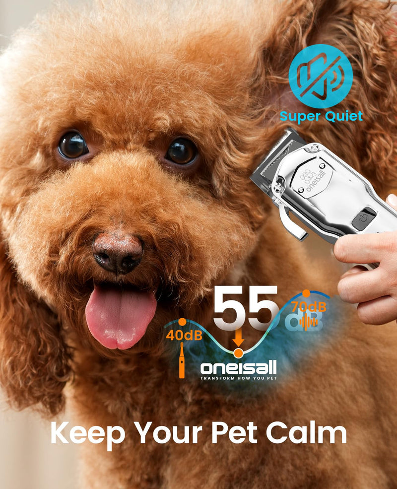 oneisall Quiet dog clippers with metal guide comb, professional wireless dog clippers, high-performance pet hair clippers for thick/curly/fine/long/wavy hair - BeesActive Australia