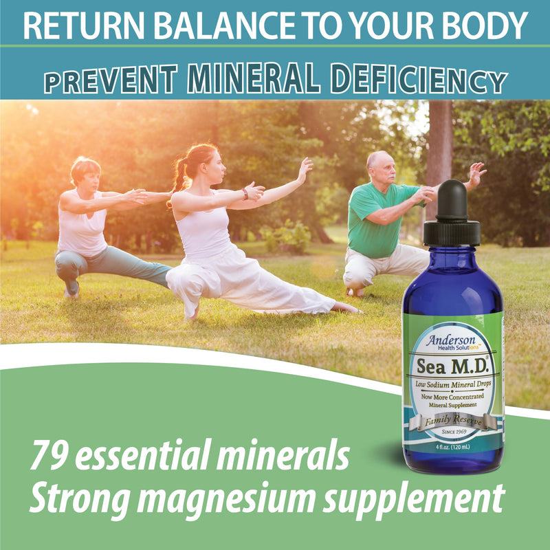 Anderson's Sea M.D. Concentrated Trace Mineral Drops, Ionic Electrolyte Magnesium Supplement, Aids in Muscle Cramps, Joint Health, Liquid Magnesium, Easy to Take, 4 fl oz, 60 Servings 4 Fl Oz (Pack of 1) - BeesActive Australia