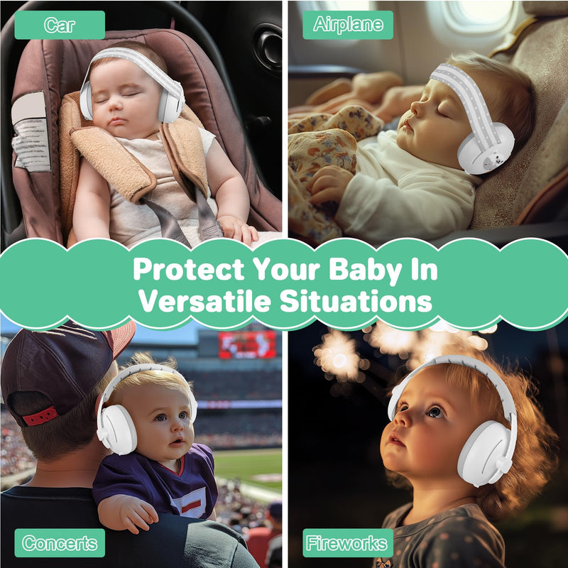 BEBOAN 2-in-1 Baby Ear Muffs Noise Protection for 0-36 Months, Noise Cancelling Headphones for Infant, Newborn Ear Protection for Airplane Travel, Toddler Sound Proof Grey