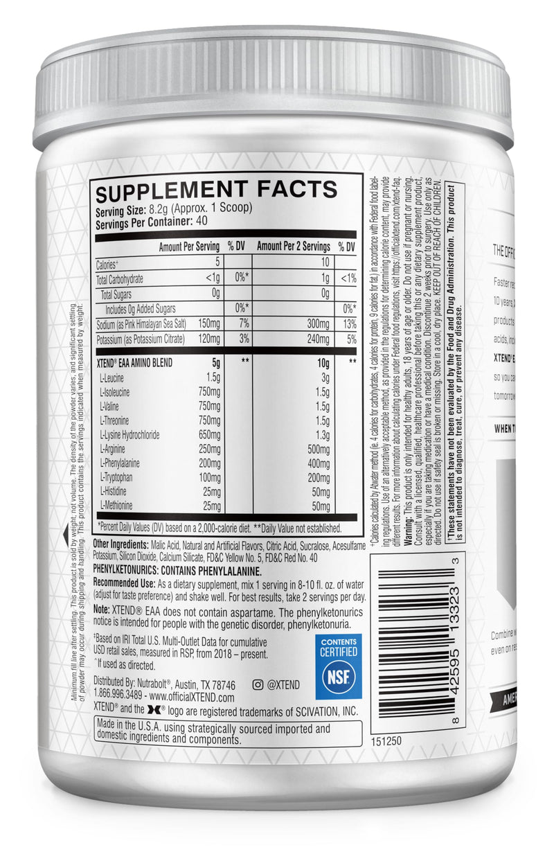 Scivation XTEND EAA + BCAA Powder | Muscle Recovery & Lean Muscle Growth | 9 Essential Amino Acids for Intra Workout or Post Workout Recovery | 10g EAAs Per 2 Servings | Mango 40 Servings 11.6 Ounce (Pack of 1) - BeesActive Australia