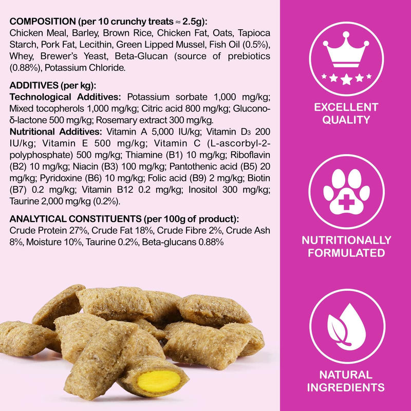 Cat 15-in-1 Multivitamin Chews,Cat Treats for Health+Immune, Joint Support,Skin & Coat, and Digestion-Omega, Taurine&Probiotics for Cats,Vitamin C+E for Cats,Chicken 100g (30-Day Supply)