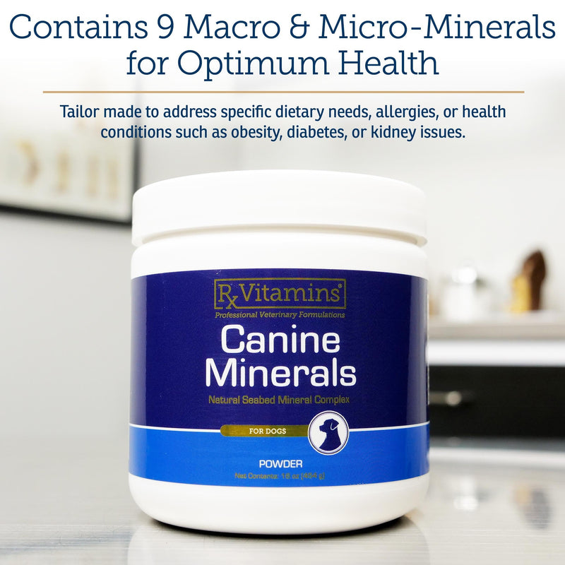 Rx Vitamins Canine Minerals - Essential Minerals for Dogs - Calcium, Magnesium, Iron Supplement, Bone and Joint Supplement for K9, Immune Support - 16oz New Label
