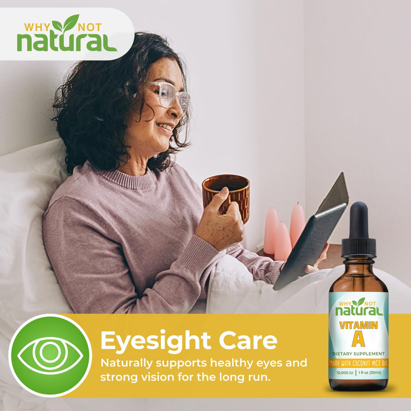 Why Not Natural Vitamin A Drops 10000 IU - Liquid retinyl Palmitate with Coconut MCT Oil, Vegan VIT A Supplement for Skin - 1 oz sublingual Tincture - BeesActive Australia