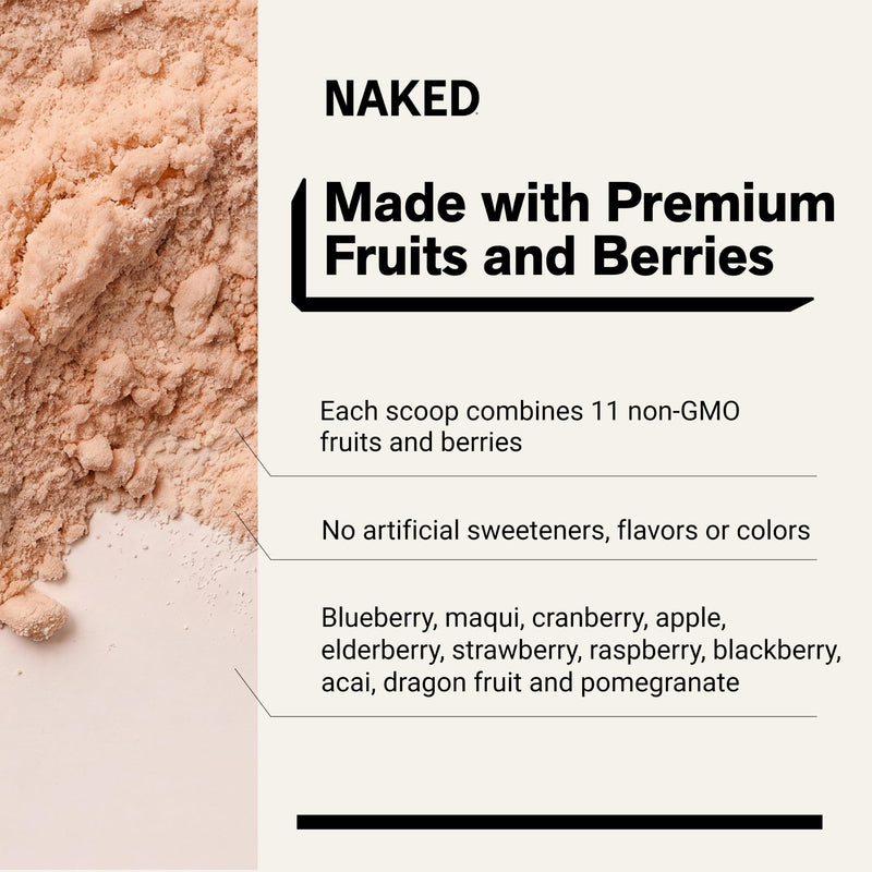 NAKED Reds Superfood Powder - Healthy, Energizing Polyphenol Fruit Powder Mix, No Fillers, No Additives, Vegan, Non-GMO, Gluten Free - 28 Servings