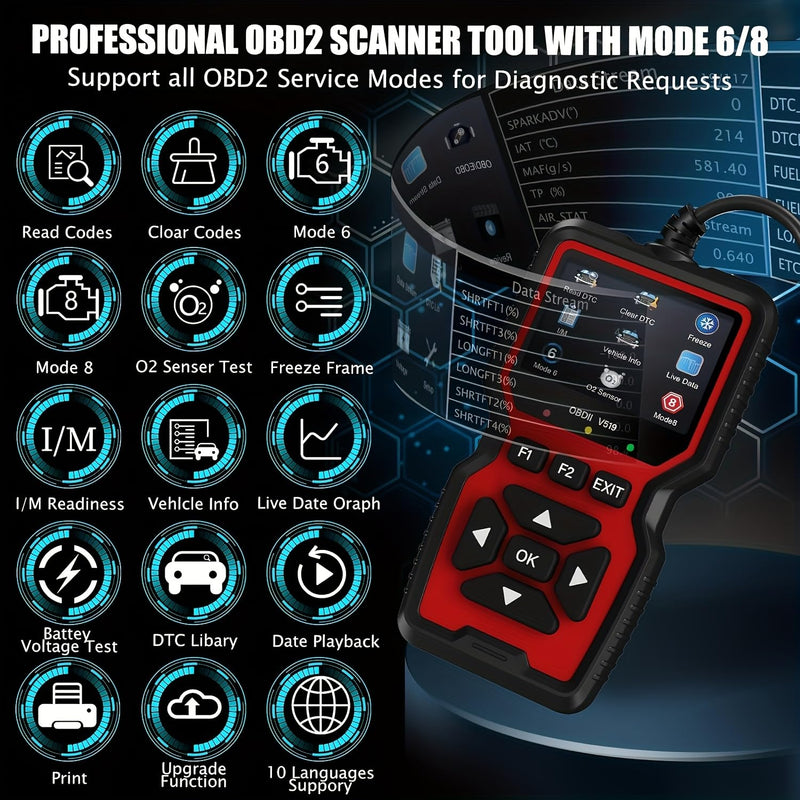 V519 OBD2 Scanner Diagnostic Tool, Car Code Reader with 35,901 Built-in DTC Lookup, Check Engine Light Reader, Live Data, I/M Readiness, Battery Voltage Test, for 1996+ Vehicles - BeesActive Australia