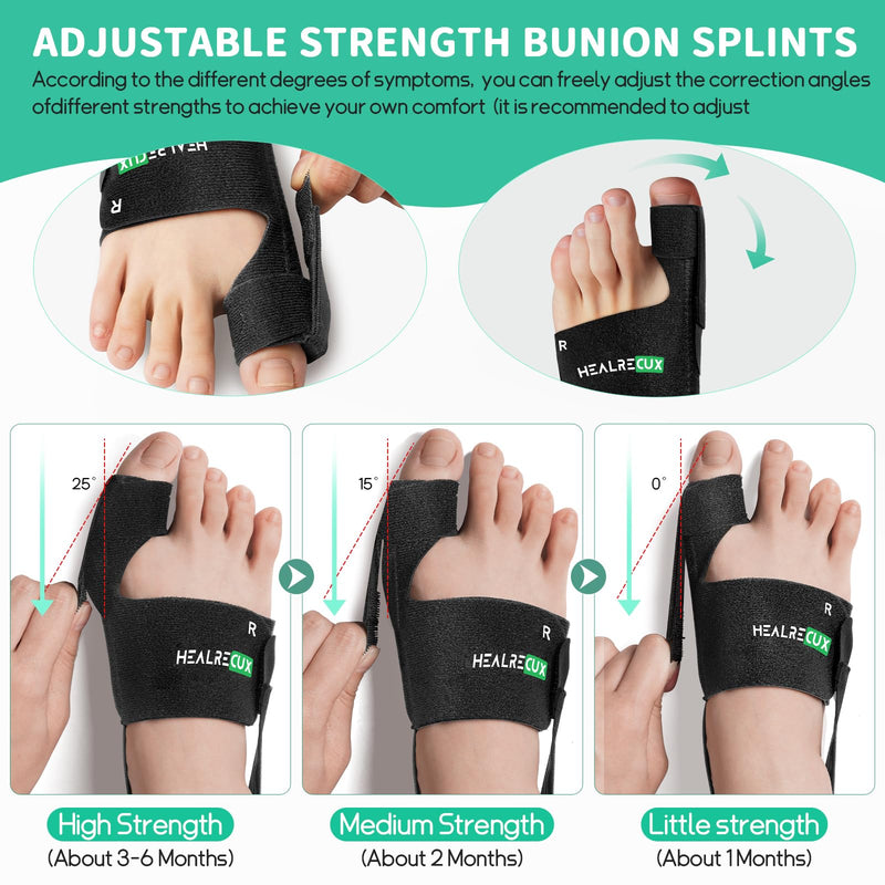 Healrecux Bunion Corrector for Women Men, Bunion Splint Brace Hallux Valgus Correction Big Toe Straightener for Daily Use, 1 Pair