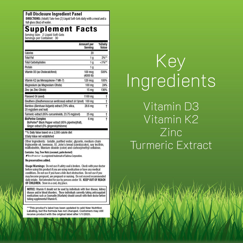 Irwin Naturals Mega D3 & K2 + Turmeric Extract | High Potency (2 Pack) | Mood, Bone & Immune Support | Vitamin D3 + MK-7 K2 | Magnesium & Zinc | 2 X 60 Liquid Soft-Gels 60 Count (Pack of 2)