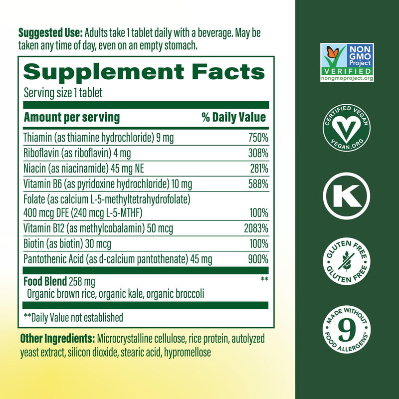 MegaFood Balanced B Complex, Cellular Energy Metabolism Support, 30 Tablets | Vitamin B Complex for Women & Men, Vitamin B6, B12, Methylfolate, Biotin, Supports Nervous System Health, Vegan, 30 Servings 30 Count (Pack of 1)