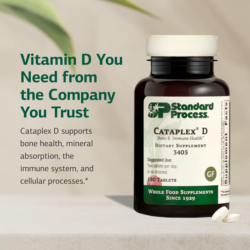 Standard Process Cataplex D, Immune & Bone Health Supplement, 180 Tablets | Supports Immune System, Bone Strength and Bone Health, Supplement Aids Calcium Absorption, With Vitamin D and Antioxidant A