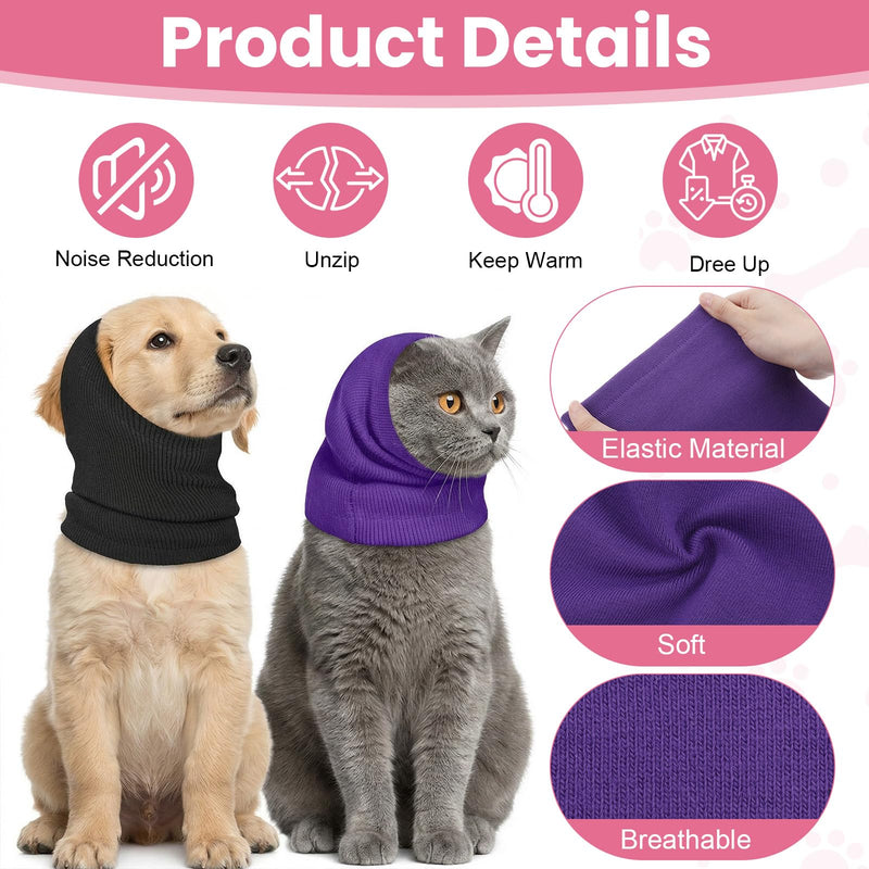 4 Pcs Dog Ear Muffs, 3 Size Stretchy Hoodie for Dog, Non-Noise Dogs Ear Muffs, Cute Dogs Ears Covers for Neck Grooming Drying Noise Protection Warmer Bath(Small/Medium/Large)