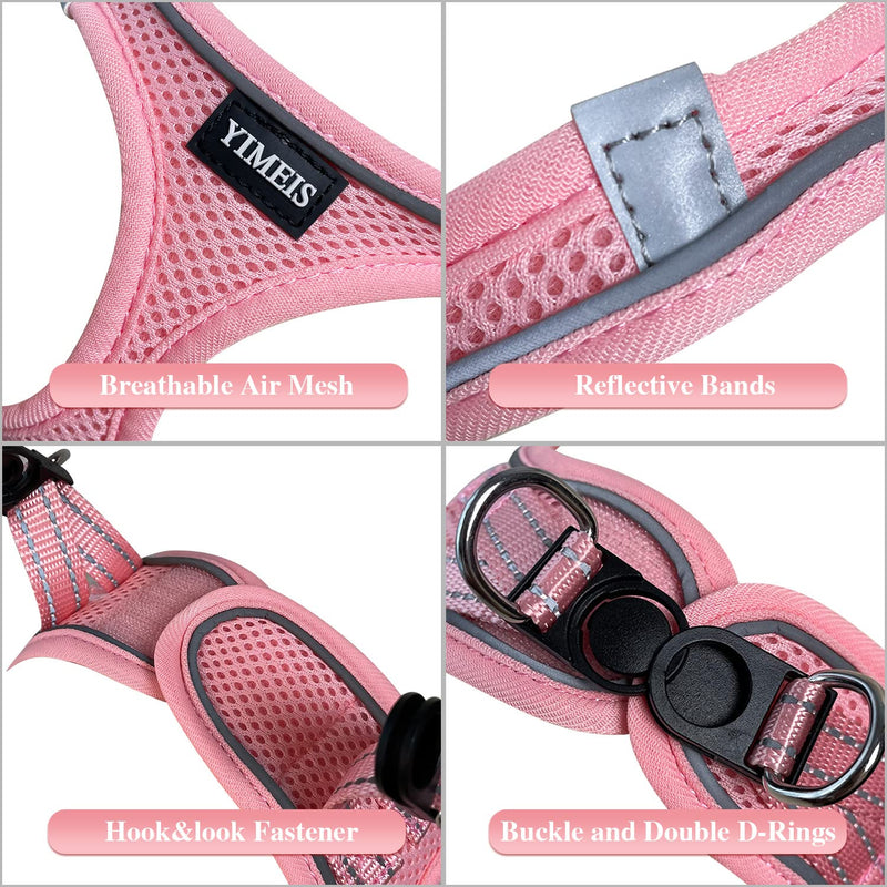YIMEIS Dog Harness and Leash Set, No Pull Soft Mesh Pet Harness, Reflective Adjustable Puppy Vest for Small Medium Large Dogs, Cats (Pink, X-Small (Pack of 1) Pink X-Small (Pack of 1) - BeesActive Australia