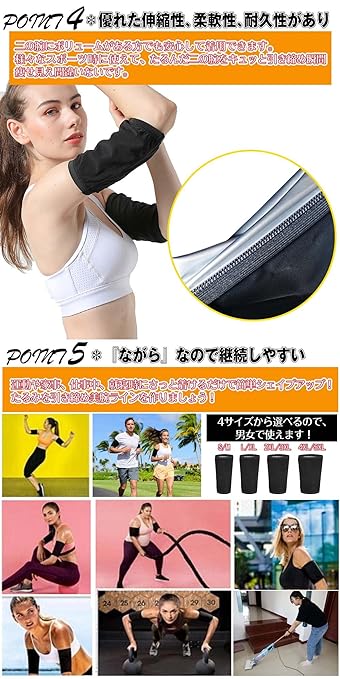 Upper Arm Sauna Belt, Thin, Arm Sweat Shaper, Supporter, Shape-Up, Left & Right Pieces, Large Size, Women's, Men's - BeesActive Australia