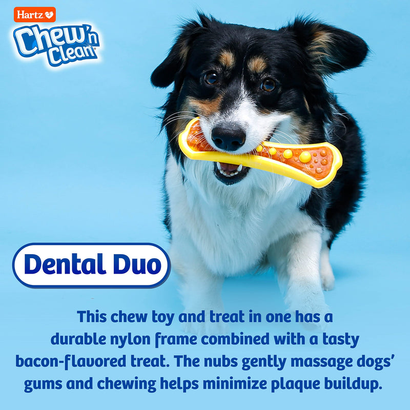 Hartz Chew 'n Clean Dental Duo Dog Treat & Chew Toy, Color Varies, Medium, 3 Pack Medium (Pack of 3) Orange, Green & Yellow - BeesActive Australia